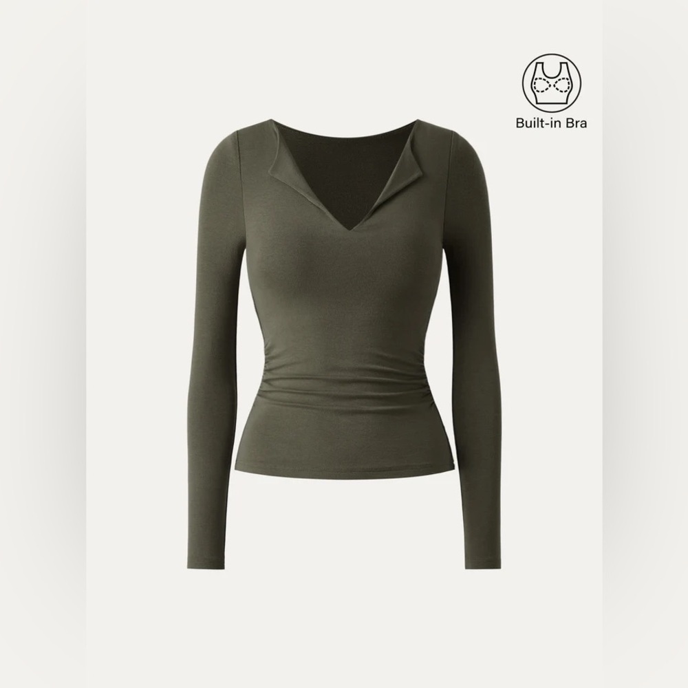 OGL Eco-MiYaMoon® Flap Collar Brami Top - Forest Olive small